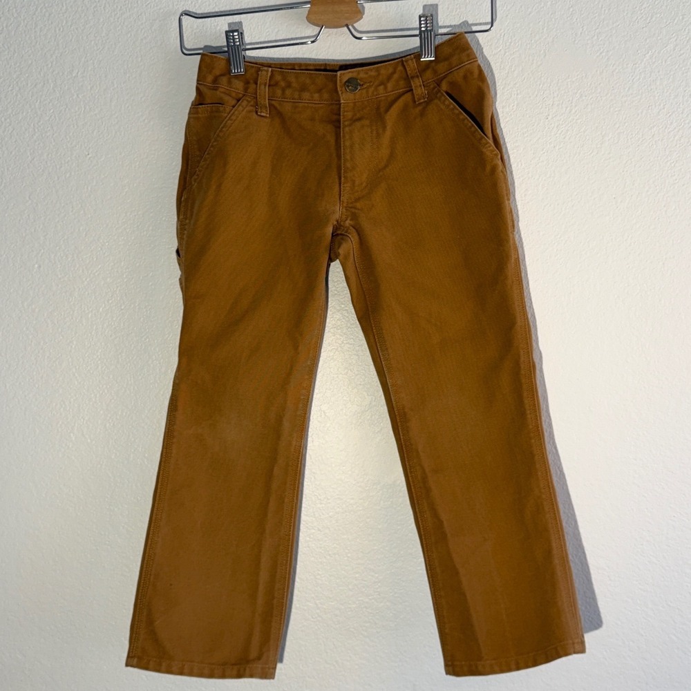 Carhartt Kids Brown Canvas Work Pants Size‎ 8 Utility Carpenter Trousers Cotton